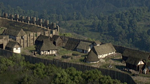 Animation eines keltisches Dorfes.