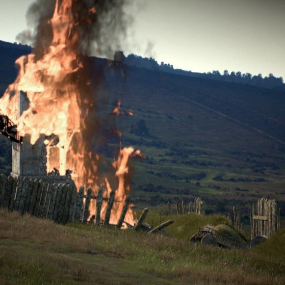Brennender Wachturm am Limes.