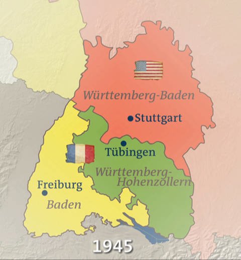 Eine Karte des Südwesten Deutschlands 1945. (Foto: SWR - Screenshot aus der Sendung)