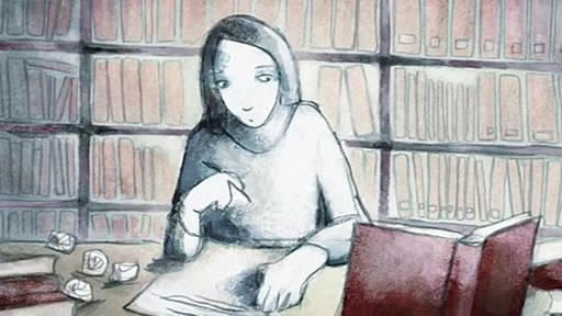 Eine Person sitzt in einer Bibliothek und liest in einem Buch, während sie etwas schreibt. (Foto: SWR/Mosaic Films – Screenshot aus der Sendung)