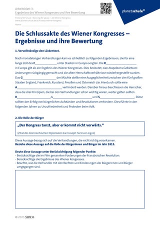 Screenshot des Arbeitsblattes