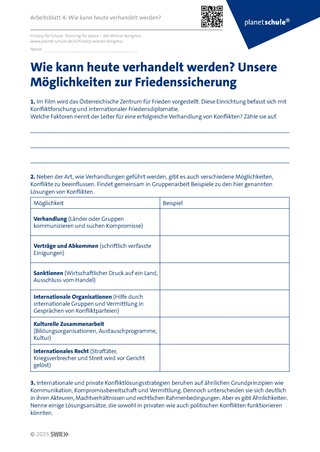 Screenshot des Arbeitsblattes