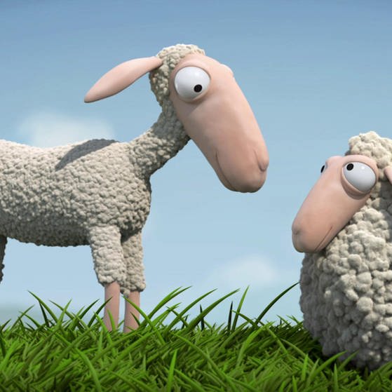 Animation zweier Schafe auf einer Wiese. (Foto: SWR – Screenshot aus der Sendung)