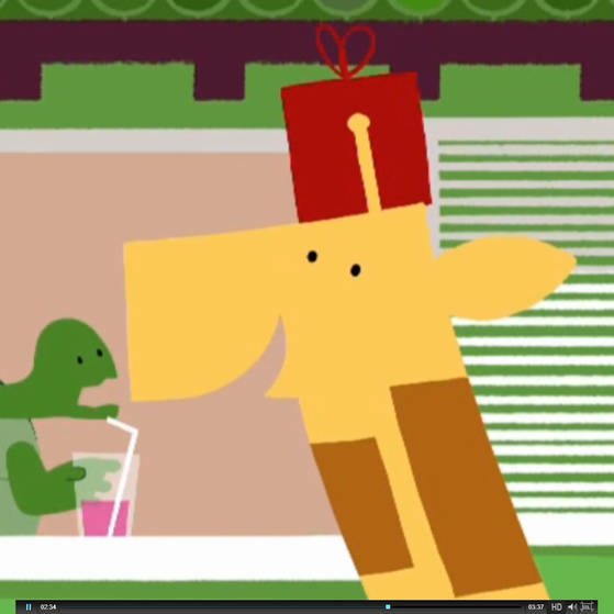 Zeichnung einer Giraffe und einer Schildkröte an einem Fenster beim Trinken eines Getränkes. (Foto: SWR – Screenshot aus der Sendung)
