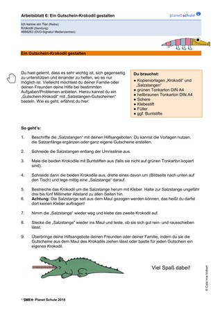 Arbeitsblatt 6: Ein Gutschein-Krokodil gestalten (Foto: )