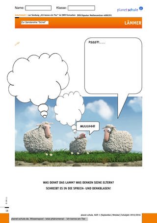 Arbeitsblatt 1: Was denkt das Lamm? (Foto: )