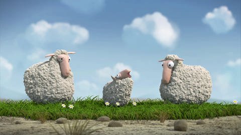 Zeichentrick: drei Schafe. (Foto: SWR – Screenshot aus der Sendung)