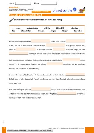 Arbeitsblatt 5: Sinnvolle und unbegründete Angst