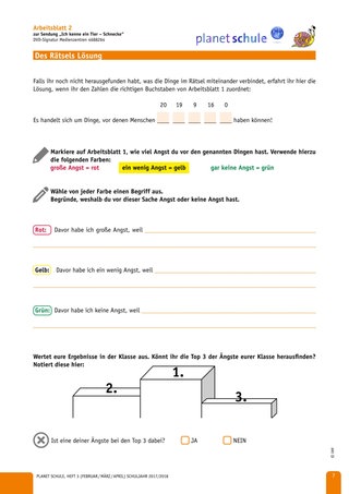 Arbeitsblatt 2: Angst haben