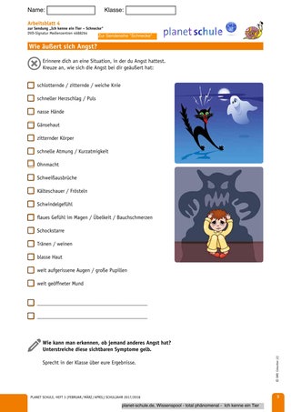 Arbeitsblatt 4: Wie äußert sich Angst?