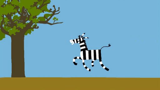 Zeichnung eines springenden Zebras.