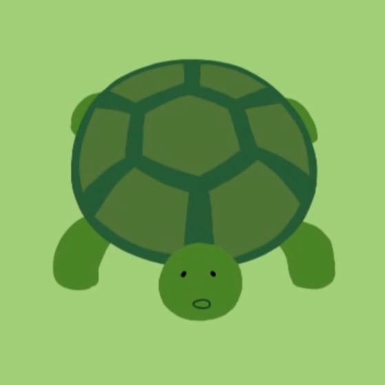 Eine animierte, stilisierte Schildkröte