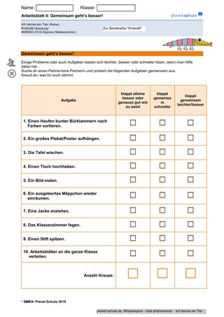 Arbeitsblatt 4: Gemeinsam geht’s besser