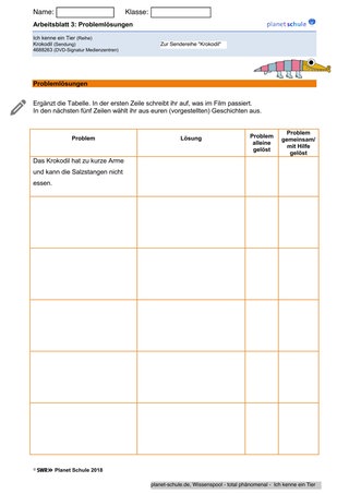 Arbeitsblatt 3: Problemlösungen-Krokodil