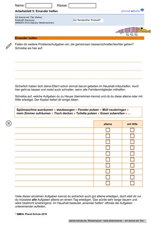 Arbeitsblatt 5: Einander helfen
