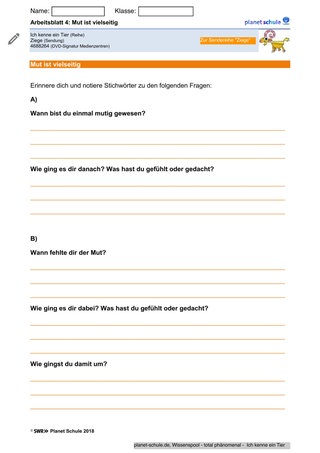 Arbeitsblatt 4: Mut ist vielseitig