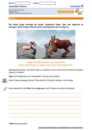 Arbeitsblatt 2: Mut ist...