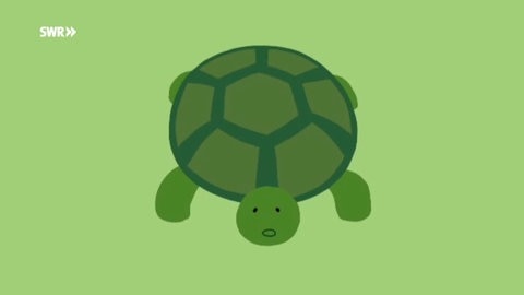Eine animierte, stilisierte Schildkröte