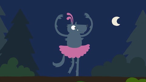 Wolf im rosa Tutu tanzt.