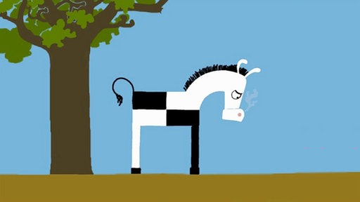 Zeichnung eines merkwürdig gemusterten Zebras.