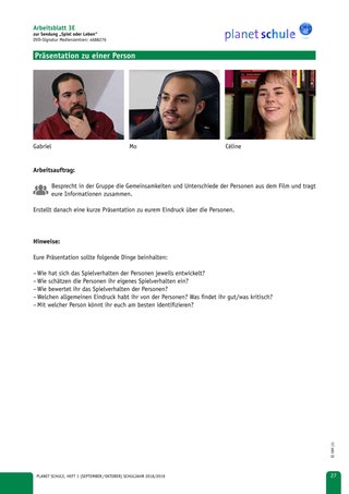 Arbeitsblatt 3E: Präsentation zu einer Person