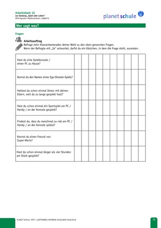 Arbeitsblatt 1G: Wer sagt was?