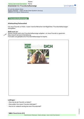 Arbeitsblatt 3.2: Freundschaftsanzeige (Niveau 2)