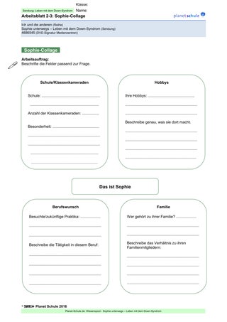 Arbeitsblatt 2.3: Collage zu Protagonistin Sophie (Niveau 3)