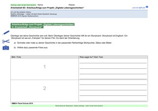Arbeitsblatt 6D: Digitale Lebensgeschichten: Storyboard