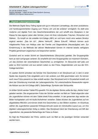 Arbeitsblatt 6: Digitale Lebensgeschichten