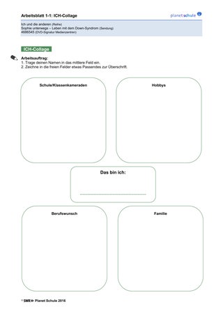 Arbeitsblatt 1.1: ICH-Collage (Niveau 1)