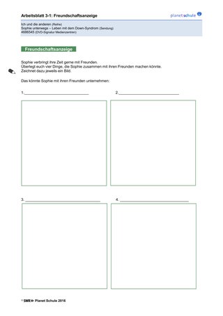 Arbeitsblatt 3.1: Freundschaftsanzeige (Niveau 1)