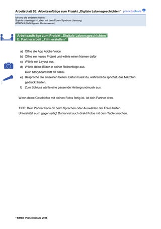 Arbeitsblatt 6E: Digitale Lebensgeschichten: Film erstellen