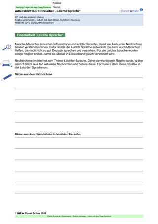 Arbeitsblatt 8.3: Leichte Sprache (Niveau 3)