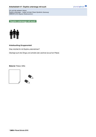 Arbeitsblatt 4.1: Sophie unterwegs mit euch (Niveau 1)