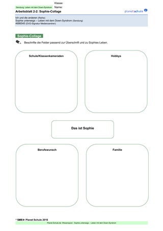 Arbeitsblatt 2.2: Collage zu Protagonistin Sophie (Niveau 2)