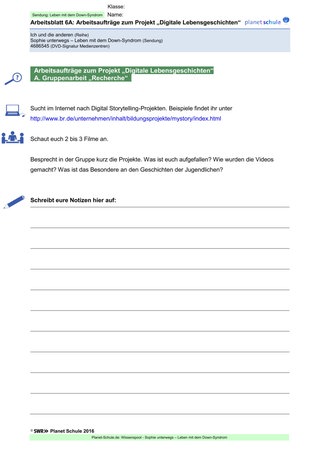Arbeitsblatt 6A: Digitale Lebensgeschichten:  Recherche
