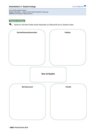 Arbeitsblatt 2.1: Collage zu Protagonistin Sophie (Niveau 1)
