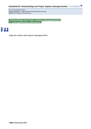 Arbeitsblatt 6F: Digitale Lebensgeschichten präsentieren