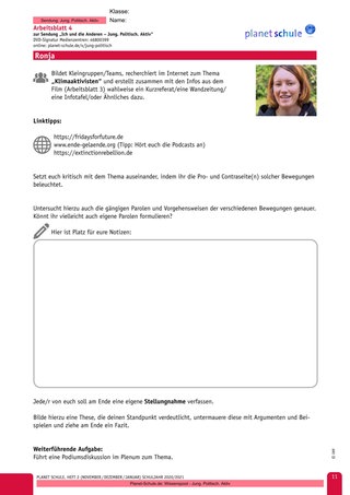 Arbeitsblatt 4: Klimaaktivistin Ronja
