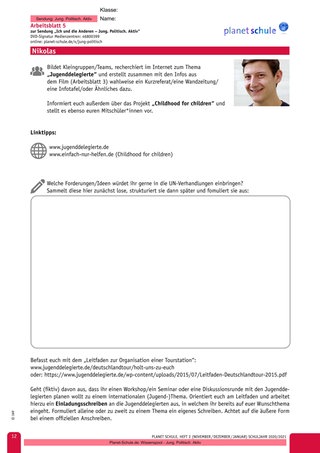 Arbeitsblatt 5: UN-Jugenddelegierter Nikolas