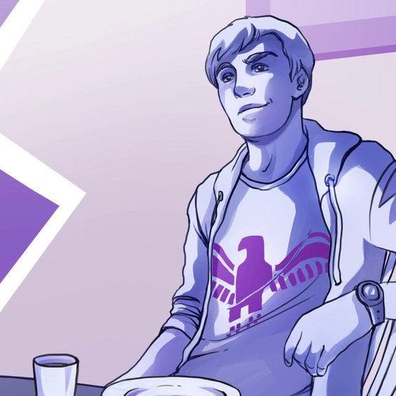 Grafik : Junge mit Adler-Symbol auf T-Shirt.