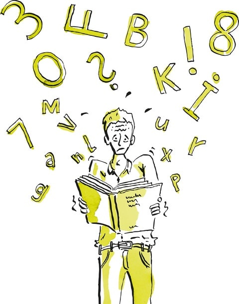 Grafik: Mann liest Buch.