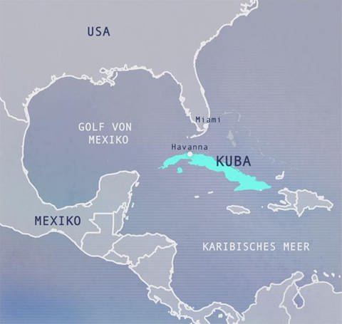 Karte von Kuba und Umgebung (Foto: SWR - Screenshot aus der Sendung)
