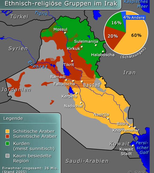Karte: Ethnisch-religiöse Gruppen im Irak (Foto: SWR)