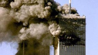 Brennendes World Trade Center in New York am 9.11.2001