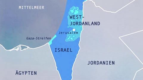 Karte von Jerusalem und den umliegenden Ländern (Foto: SWR - Screenshot aus der Sendung)