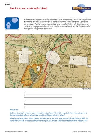 Arbeitsblatt 9: Historische Karte Auschwitz und Umgebung (Foto: )