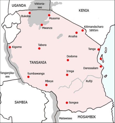 Karte von Tansania (Foto: SWR)