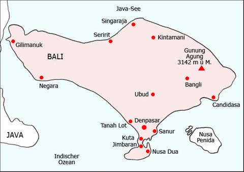 Karte der Insel Bali (Foto: SWR)